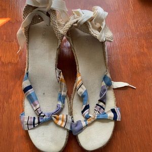 J Crew floral platform espadrilles